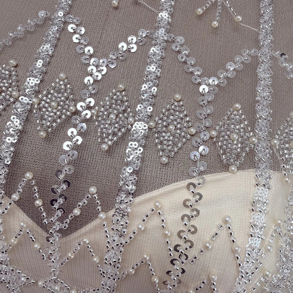 Luxury Beaded Long Sleeve Champagne Evening Gown Modest A‑Line Floor Length Wedding Dress For Women Dubai Formal Party Dress EV1786