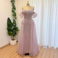Luxury Off Shoulder Crystal Beaded Mermaid Prom Dress With Overskirt Train | Elegant Formal Evening Gown