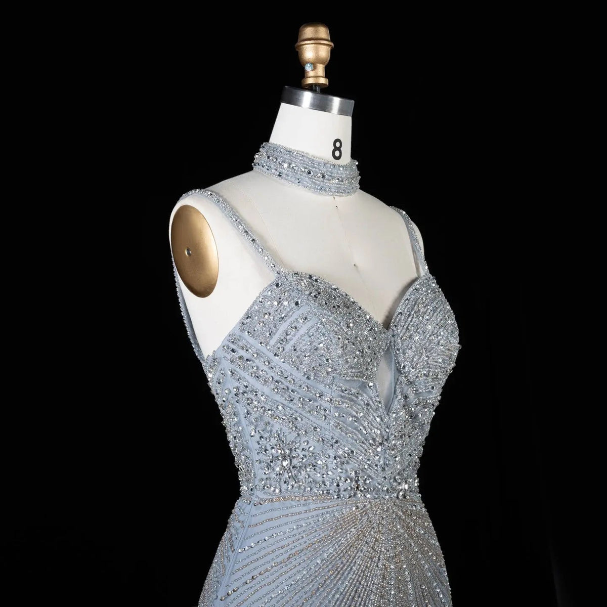 Alinovia Mermaid Evening Gown Beaded Handmade Spaghetti Strap Formal Dress With Side Slit for Prom & Gala EV1819