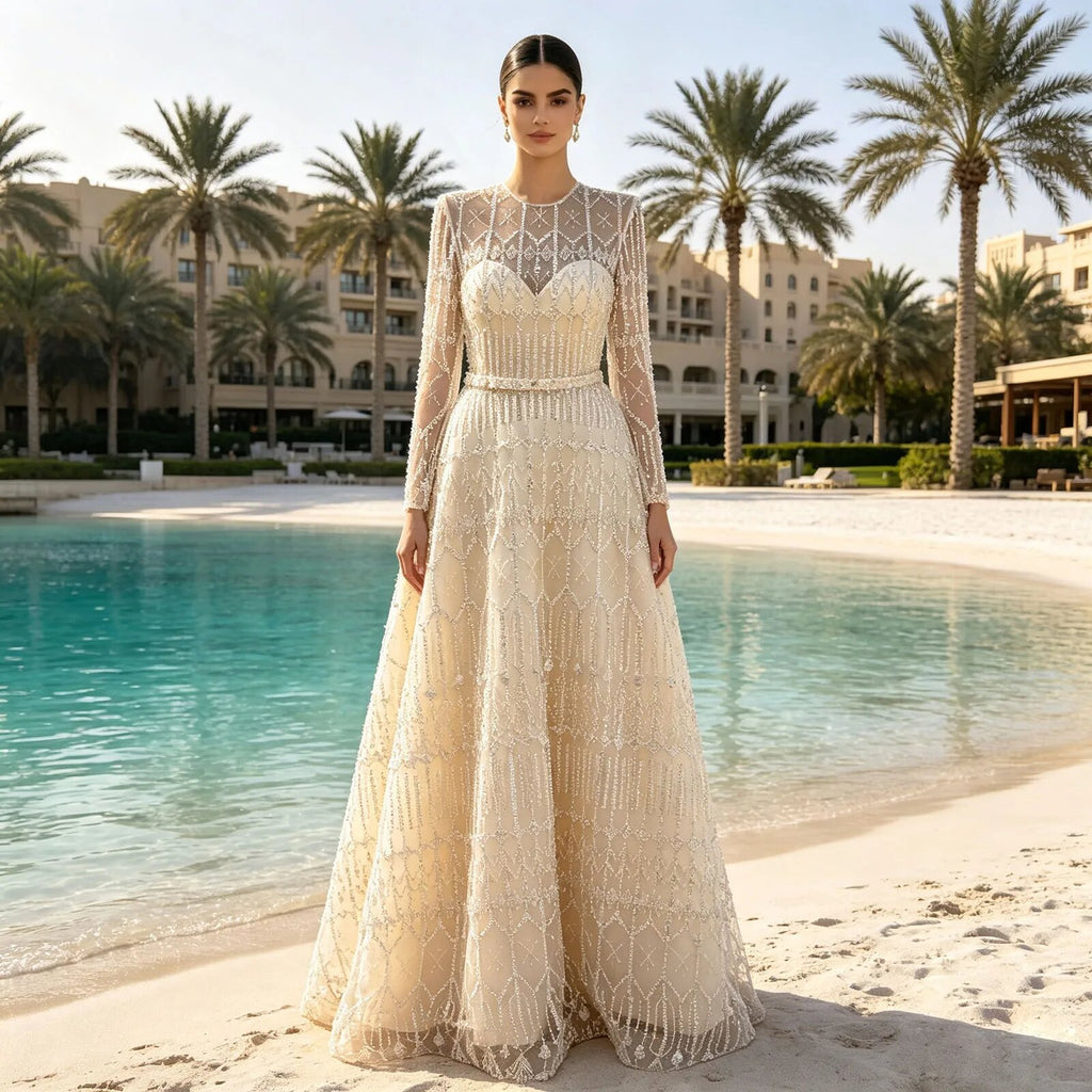 Luxury Pink Beaded Mermaid Evening Gown Detachable Tulle Overskirt Crystal Choker Neck Formal Dress Arabic Wedding Party Gown EV1801