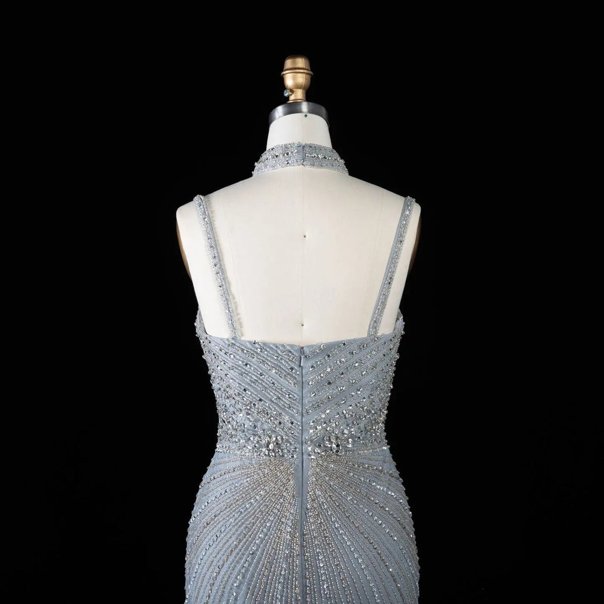 Alinovia Mermaid Evening Gown Beaded Handmade Spaghetti Strap Formal Dress With Side Slit for Prom & Gala EV1819