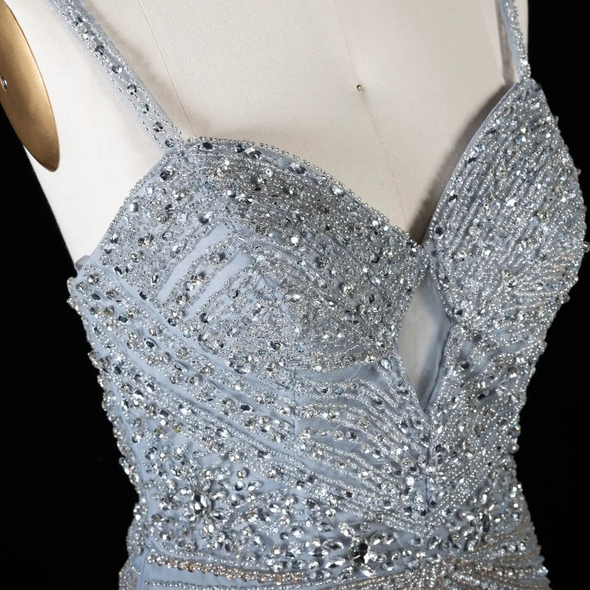 Alinovia Mermaid Evening Gown Beaded Handmade Spaghetti Strap Formal Dress With Side Slit for Prom & Gala EV1819