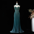 Alinovia Mermaid Evening Gown Beaded Handmade Spaghetti Strap Formal Dress With Side Slit for Prom & Gala EV1819