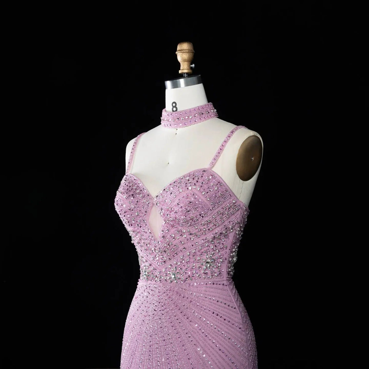 Alinovia Mermaid Evening Gown Beaded Handmade Spaghetti Strap Formal Dress With Side Slit for Prom & Gala EV1819